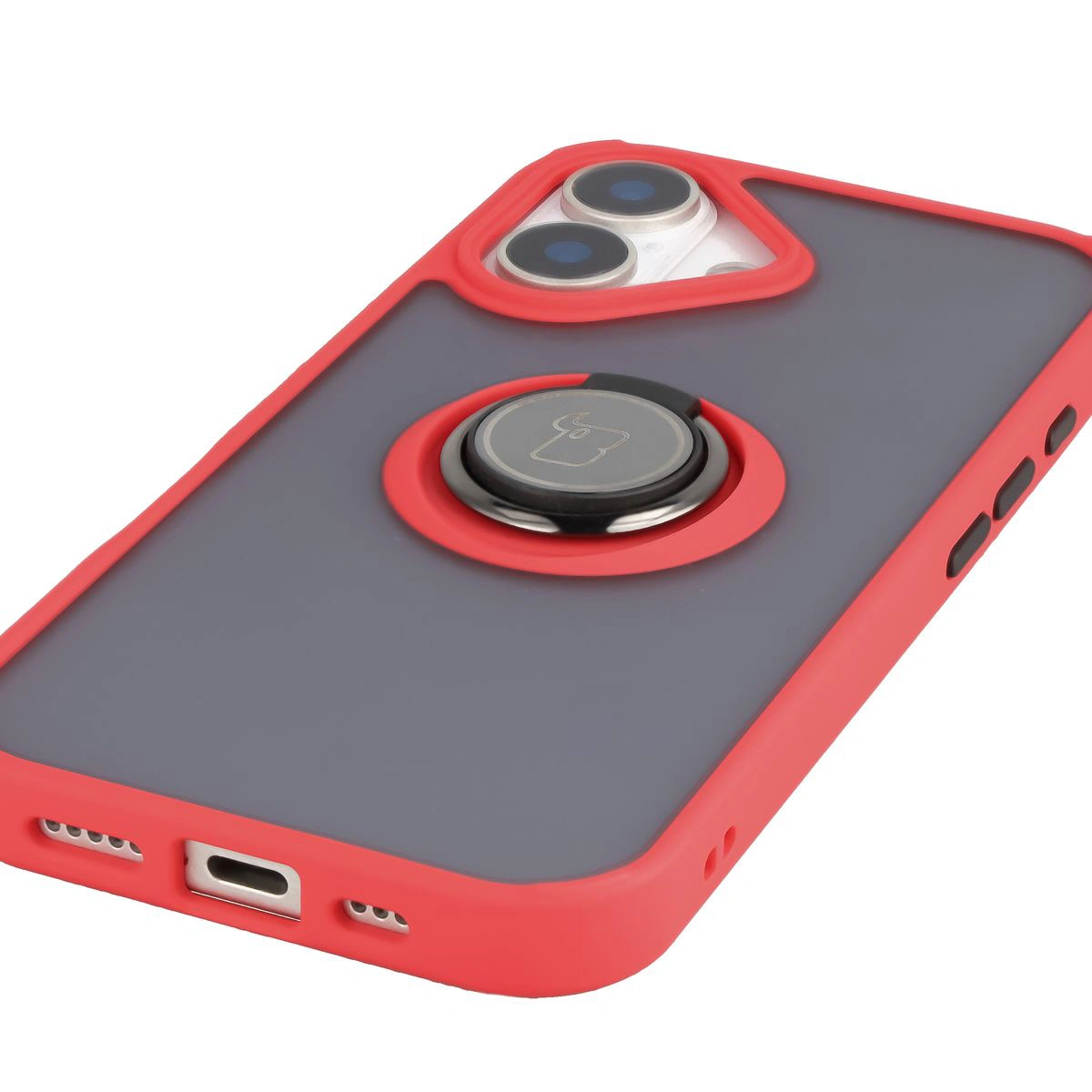 Precyzyjne wycięcia, zintegrowane osłony oraz wycięcie na smyczkę w etui Bizon Case Hybrid Ring do Apple iPhone 17