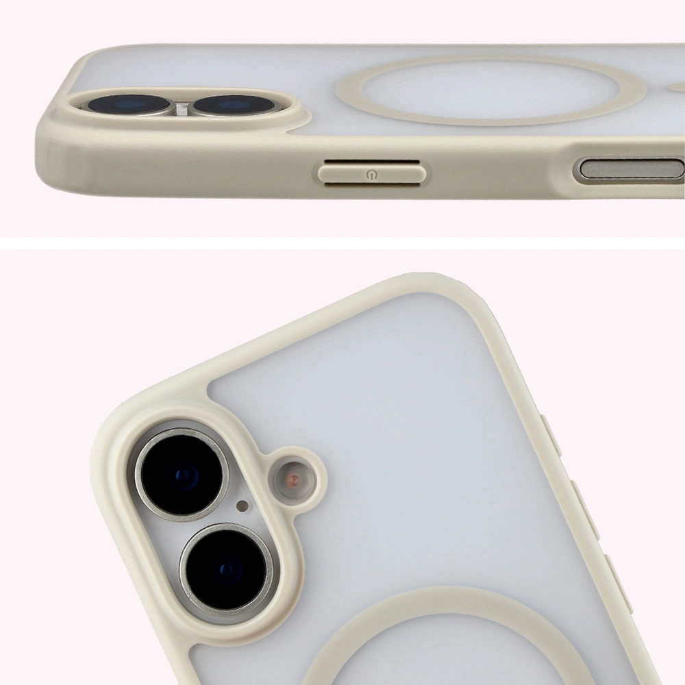 Pełne wycięcie i podwyższone krawędzie aparatu w etui Bizon Case MatteO do Apple iPhone 17