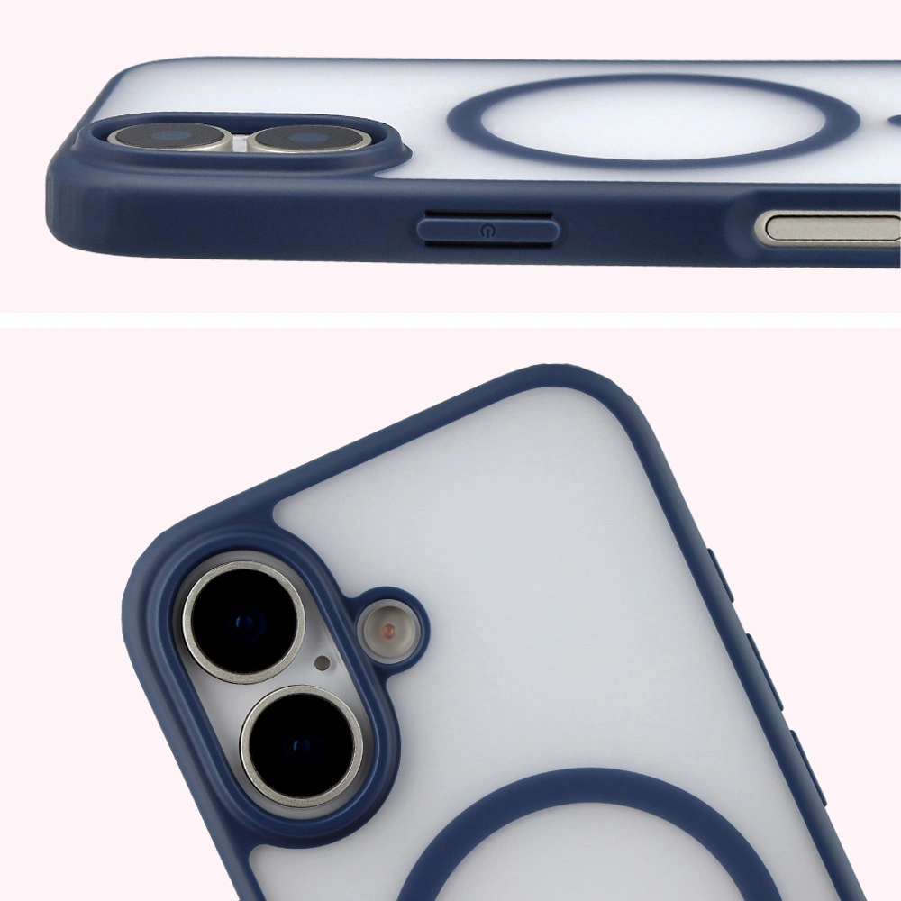 Pełne wycięcie i podwyższone krawędzie aparatu w etui Bizon Case MatteO do Apple iPhone 17