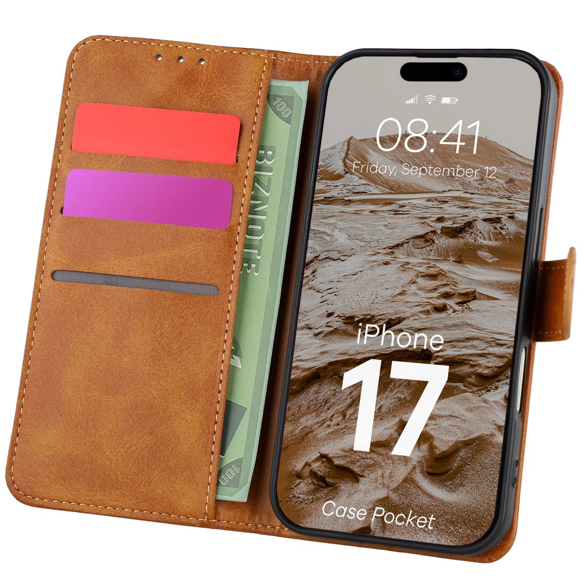 Etui z klapką z miejscem na karty Bizon Case Pocket do Apple iPhone 17