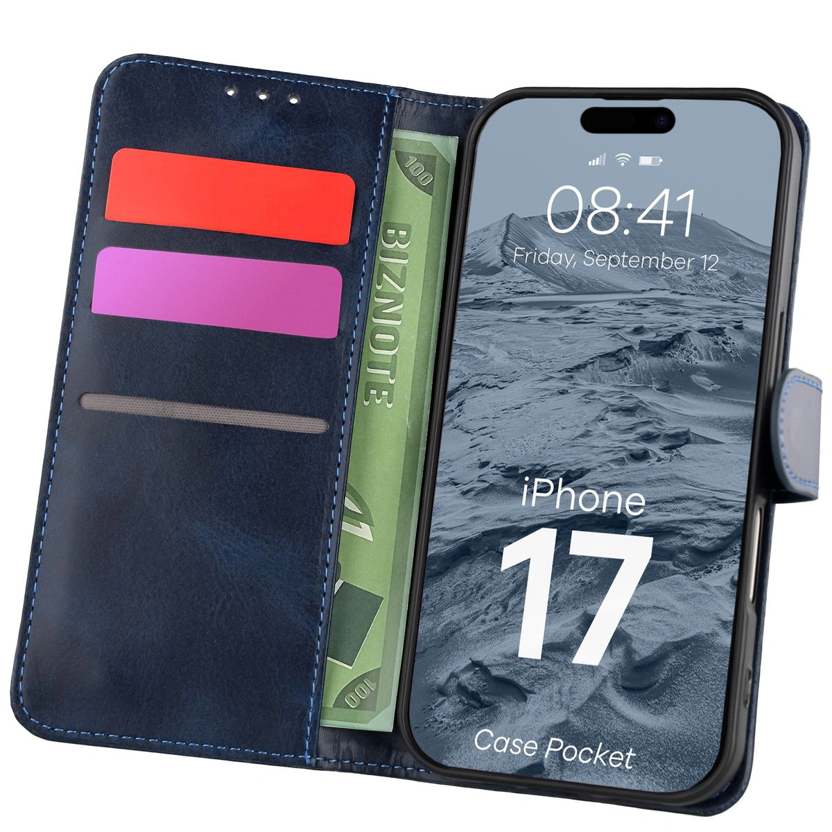 Etui z klapką z miejscem na karty Bizon Case Pocket do Apple iPhone 17