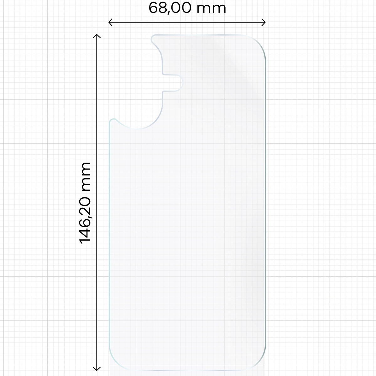 Miarka z wymiarami dla folii hydrożelowej Bizon Film Hydrogel Back do Apple iPhone 17