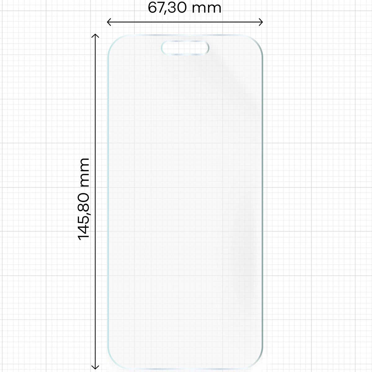 Miarka z wymiarami folii matowej Bizon Film Sun do Apple iPhone 17