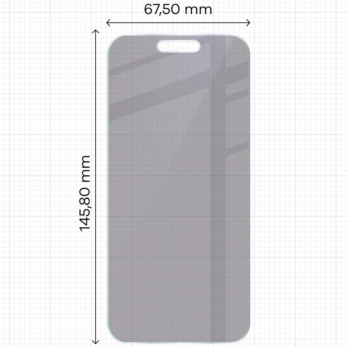 Wymiary szkła Bizon Hybrid Shadow do Apple iPhone 17