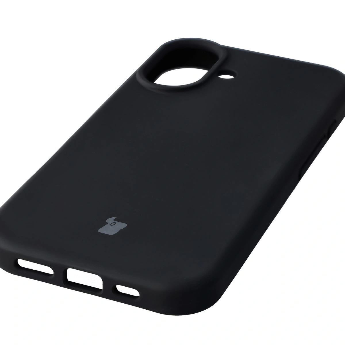 Zbliżenie na precyzyjne wycięcia i możliwość ładowania indukcyjnego w etui Bizon Soft Case do Apple iPhone 17
