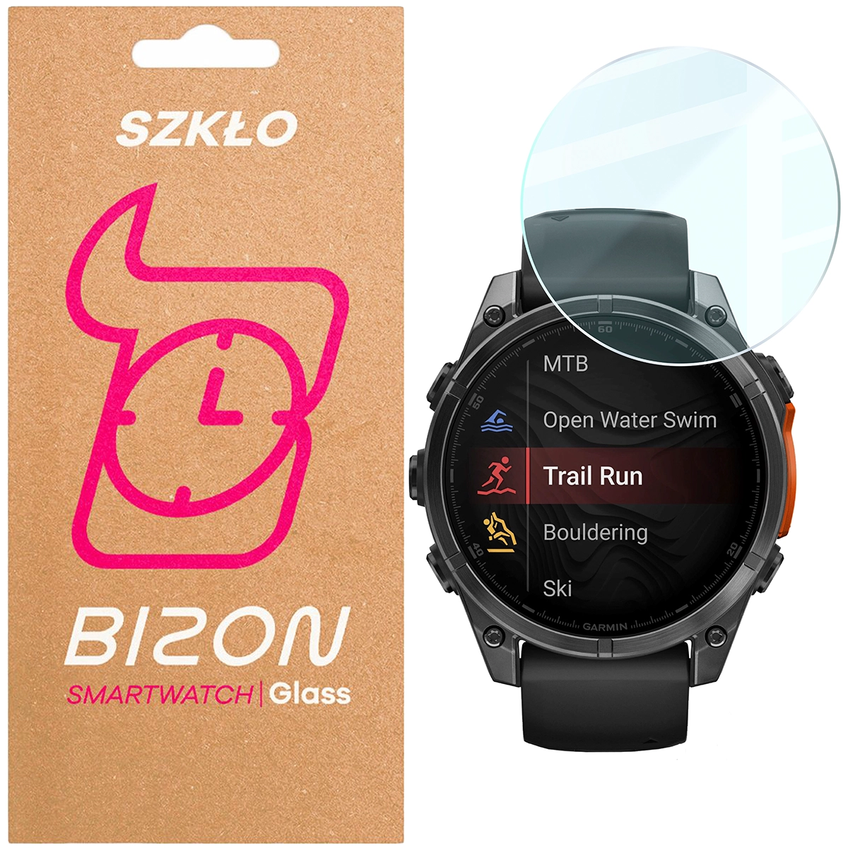 Szkło hartowane Bizon Glass Watch Clear do Garmin Tactix 8 AMOLED 51 mm / Garmin Tactix 8 SOLAR 51 mm