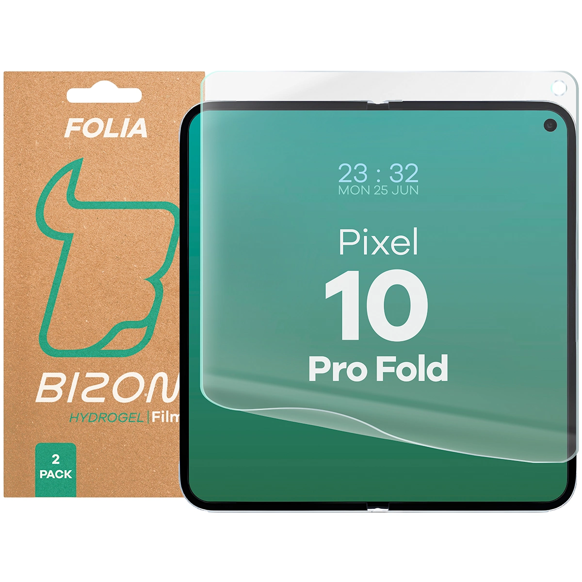 Pudełko i folia hydrożelowa na środkowy ekran Bizon Film Hydrogel Mid Duo do Google Pixel 10 Pro Fold 