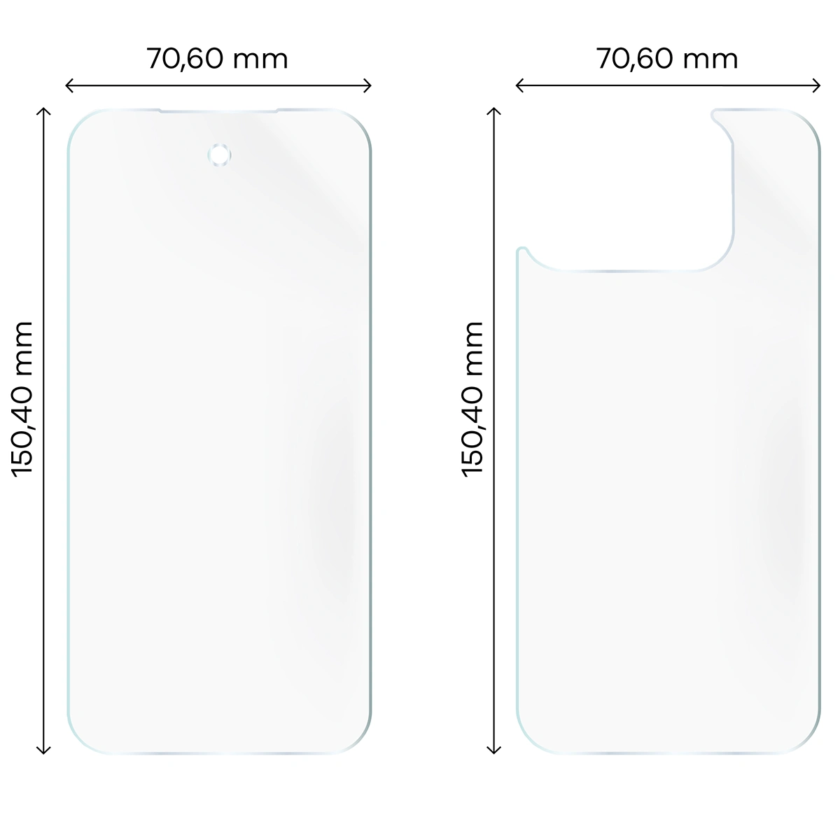 Wymiary dla folii hydrożelowej na plecki, mniejszy oraz większy wyświetlacz telefonu Bizon Film Hydrogel Pack do Google Pixel 10 Pro Fold 