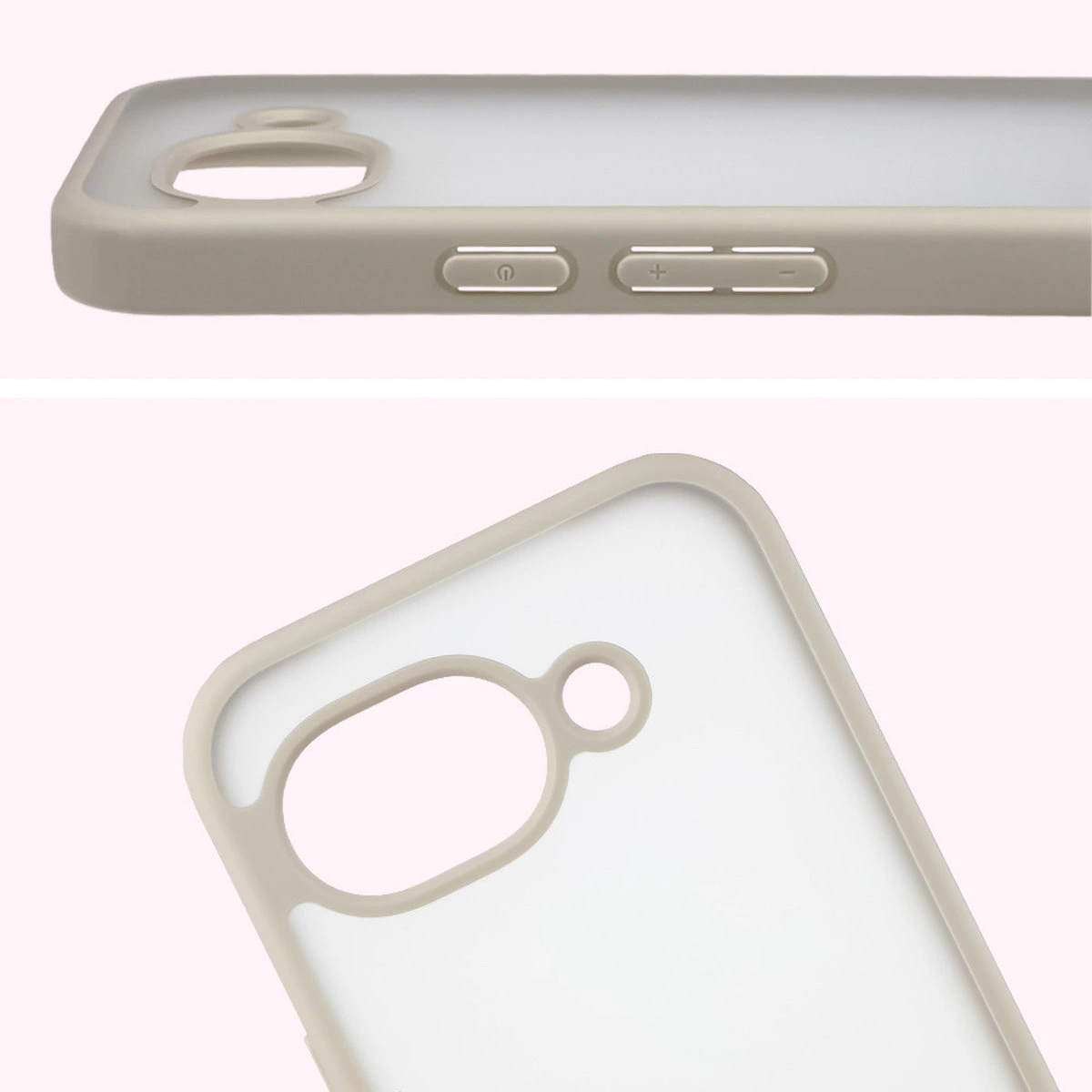 Pełne wycięcie i podwyższone krawędzie aparatu w etui Bizon Case Angelo do Google Pixel 10a