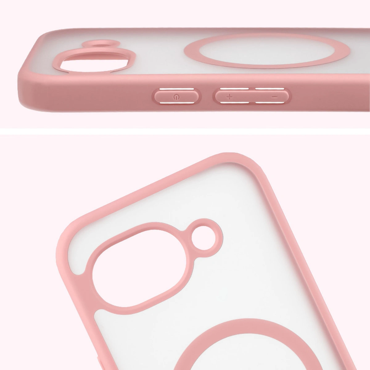 Pełne wycięcie i podwyższone krawędzie aparatu w etui Bizon Case MatteO do Google Pixel 10a