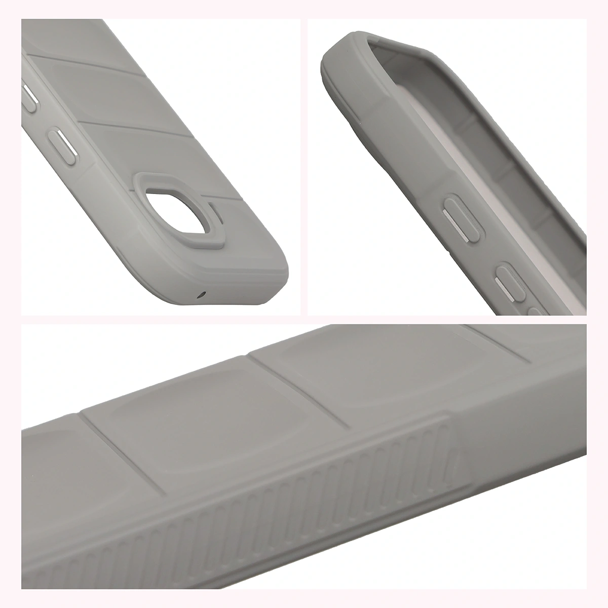 Teksturowane boki i podwyższone krawędzie ekranu i aparatu w etui Bizon Case Tur do Google Pixel 10a