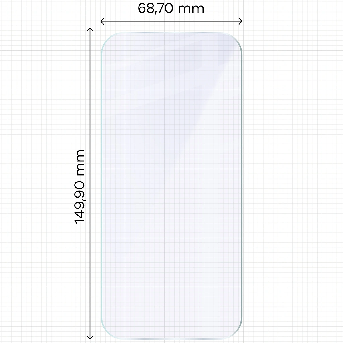 Miarka z wymiarami szkła hybrydowego Bizon Hybrid Mule do Google Pixel 10a
