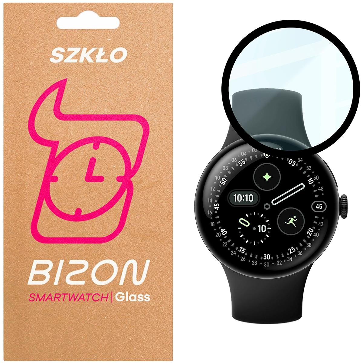 Szkło hybrydowe na smartwatch Bizon Glass Watch Edge dla Google Pixel Watch 4 45 mm