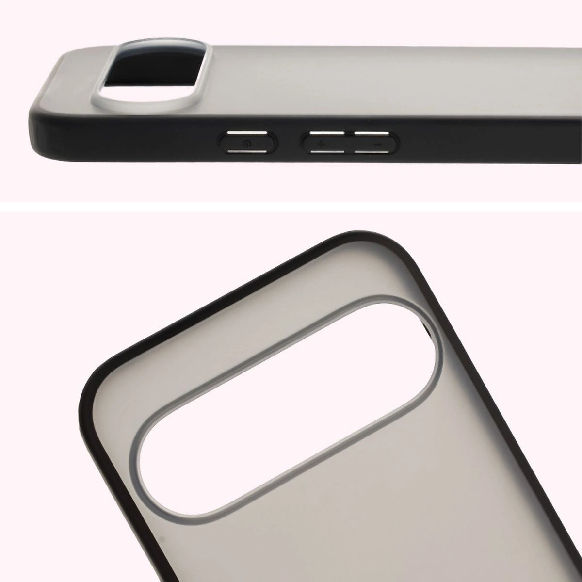 Pełne wycięcie i podwyższone krawędzie aparatu w etui Bizon Case Angelo do Google Pixel 10 Pro XL