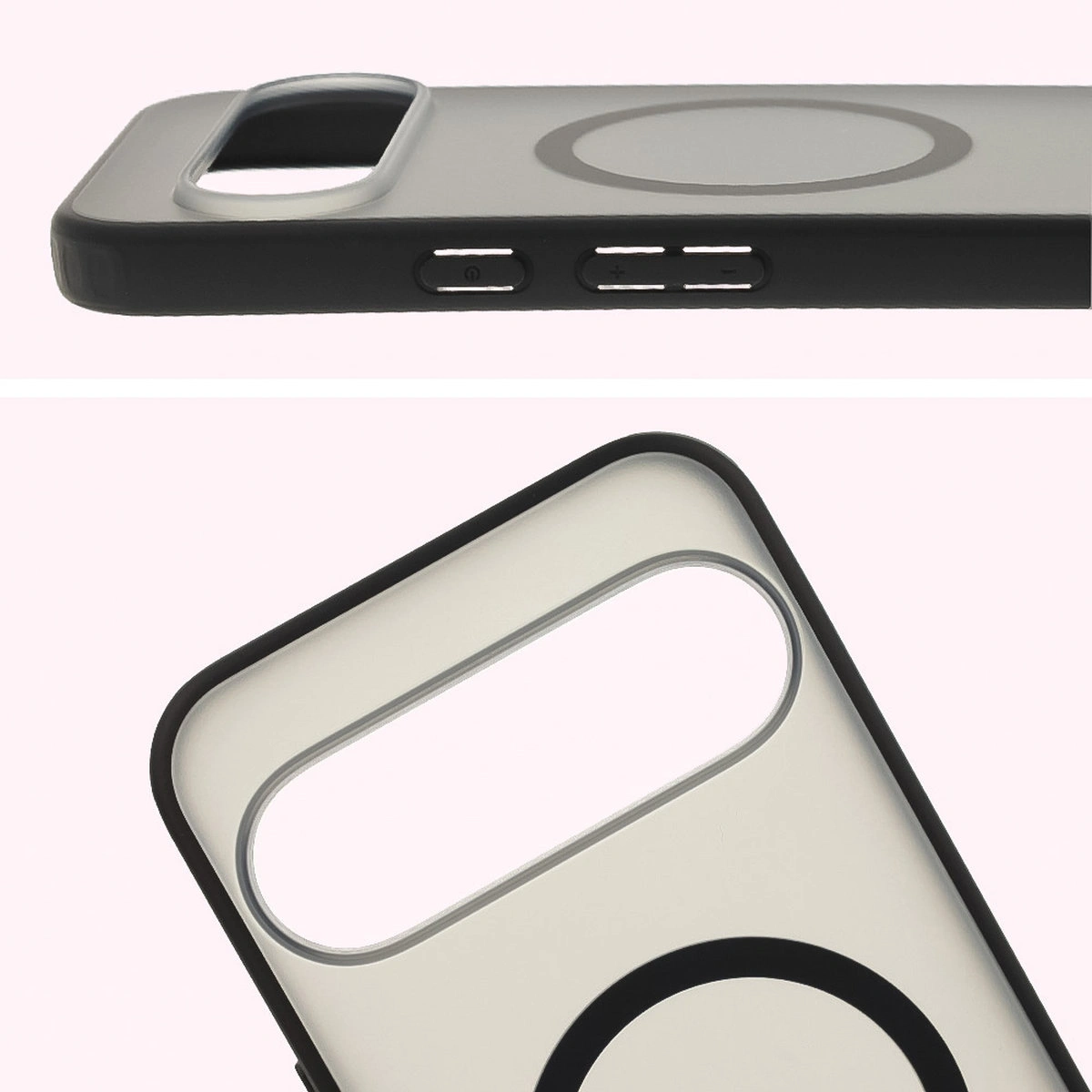 Pełne wycięcie i podwyższone krawędzie aparatu w etui Bizon Case MatteO do Google Pixel 10 Pro XL