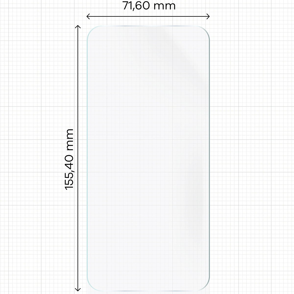 Miarka z wymiarami folii hydrożelowej Bizon Film Hydrogel Front do Google Pixel 10 Pro XL / Google Pixel 9 Pro XL