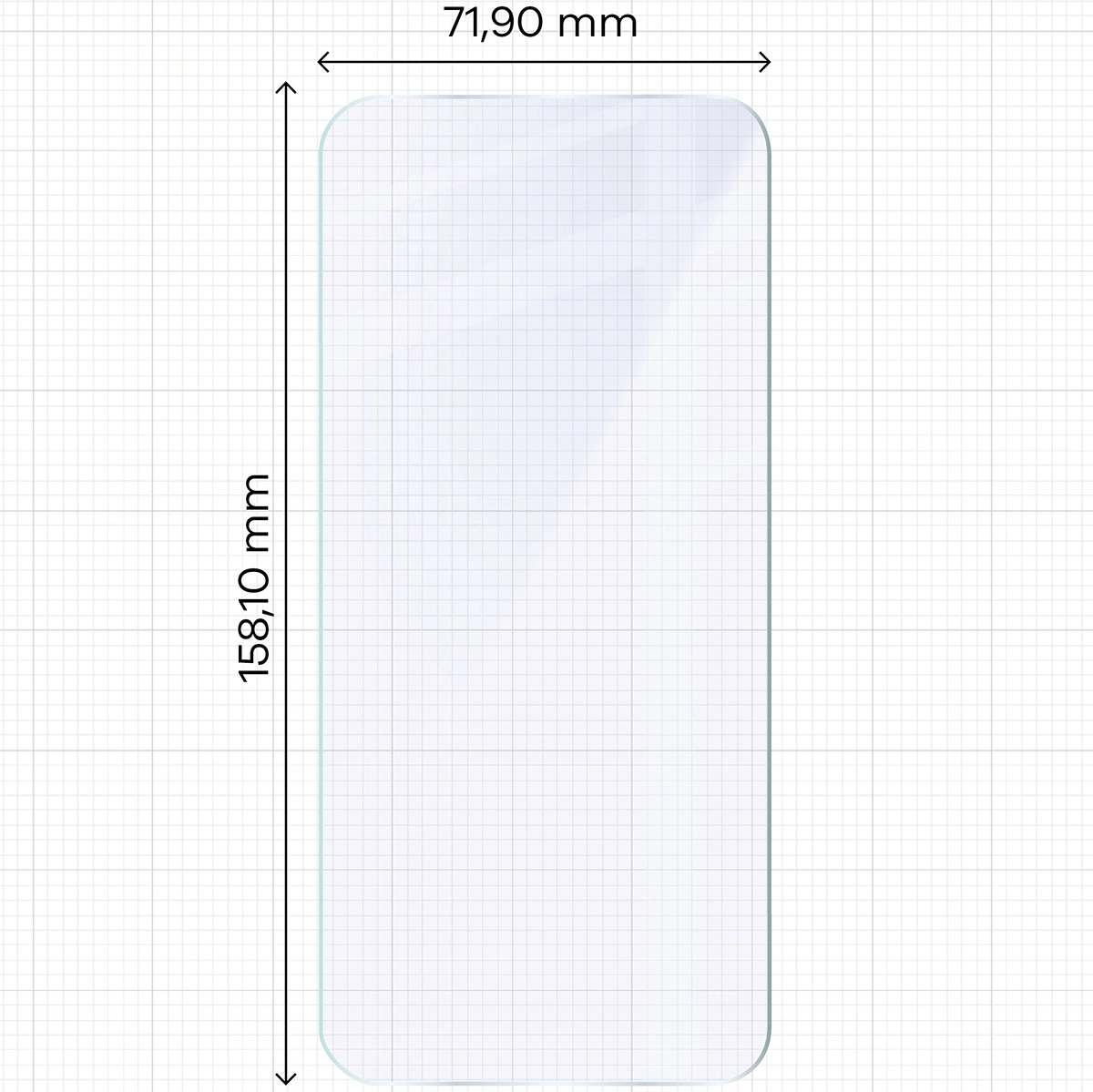 Miarka z wymiarami szkła hybrydowego Bizon Hybrid Mule Duo do Google Pixel 10 Pro XL
