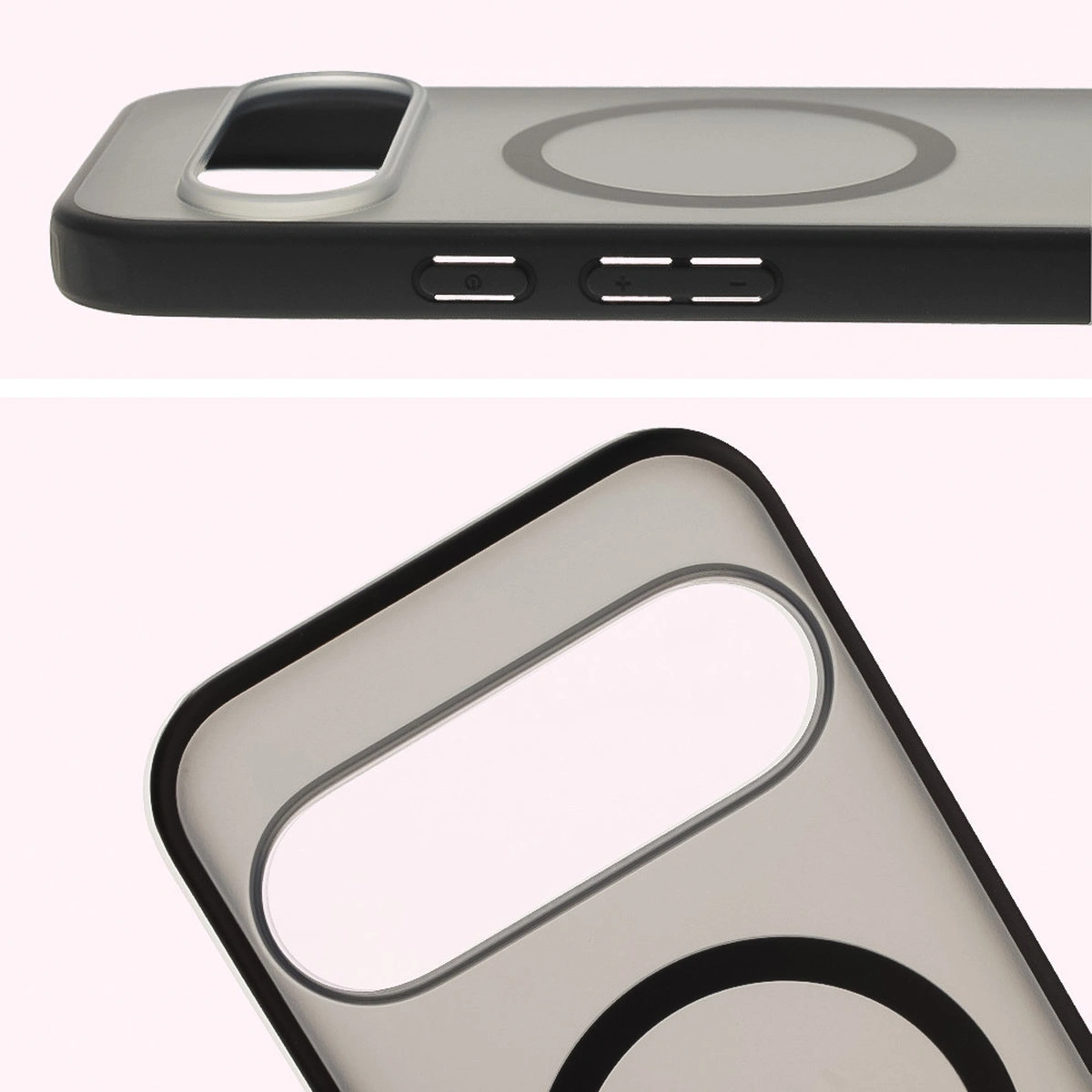 Pełne wycięcie i podwyższone krawędzie aparatu w etui Bizon Case MatteO do Google Pixel 10 / Google Pixel 10 Pro