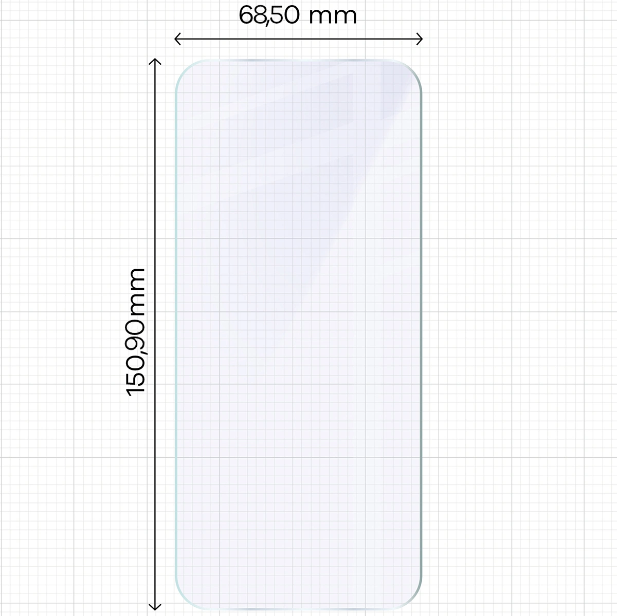Miarka z wymiarami szkła hybrydowego Bizon Hybrid Mule Duo do Google Pixel 9a
