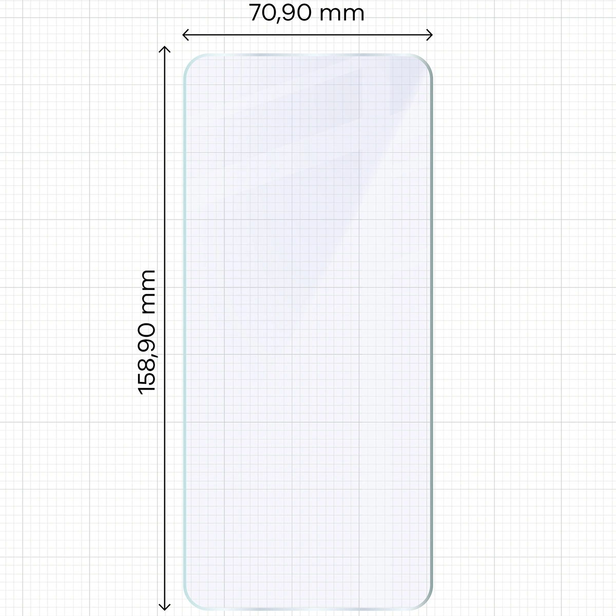 Miarka z wymiarami szkła hybrydowego Bizon Hybrid Mule Duo do HAMMER Blade Va 5G