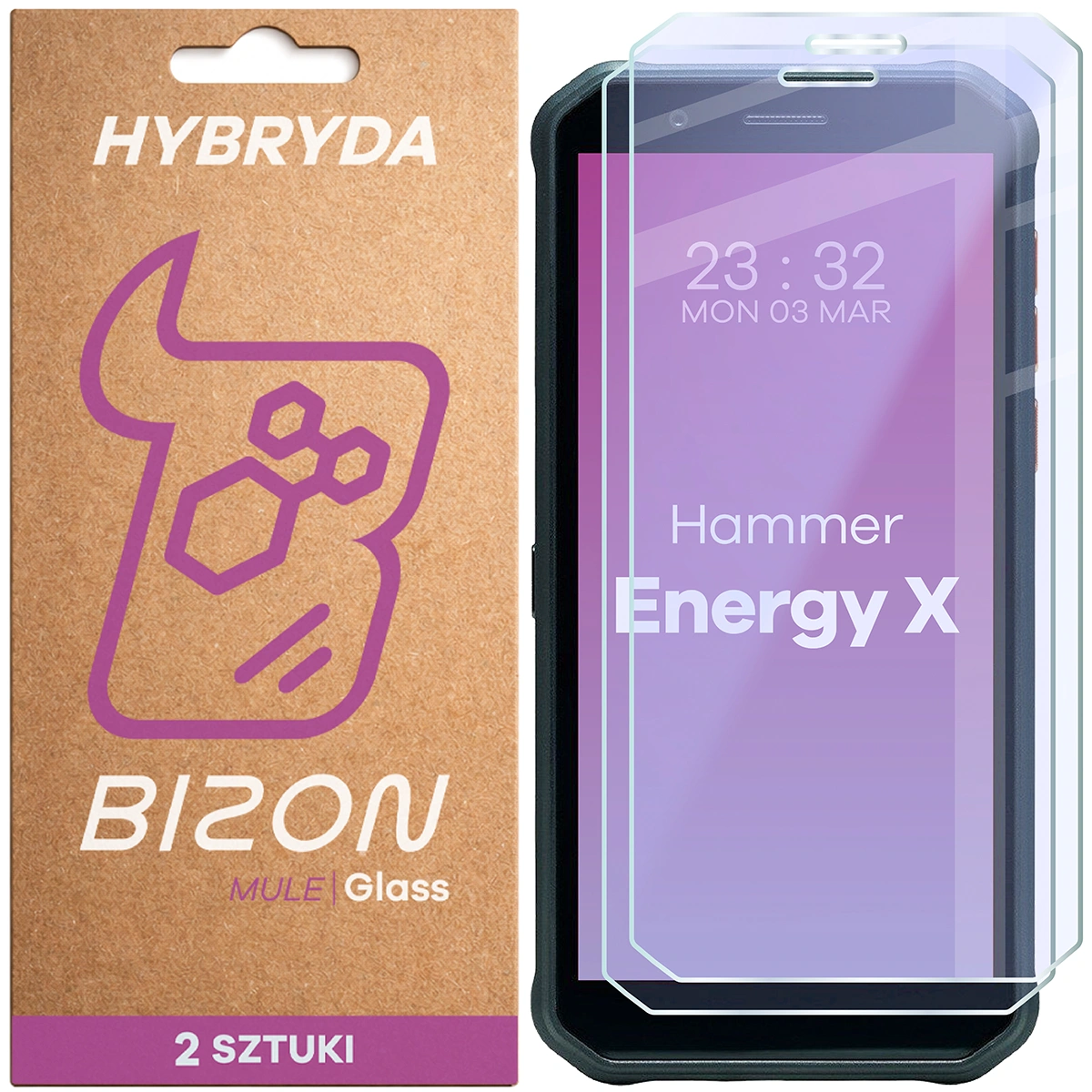 Elastyczne szkło hybrydowe Bizon Hybrid Mule Duo do HAMMER Energy X, 2 sztuki