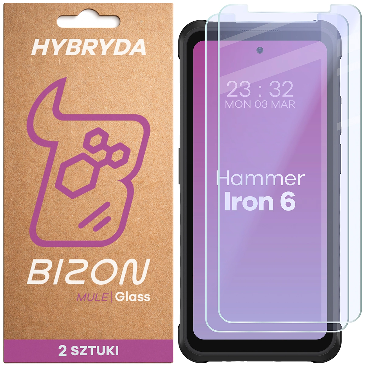 Elastyczne szkło hybrydowe Bizon Hybrid Mule Duo do HAMMER Iron 6 5G / Iron 6, 2 sztuki