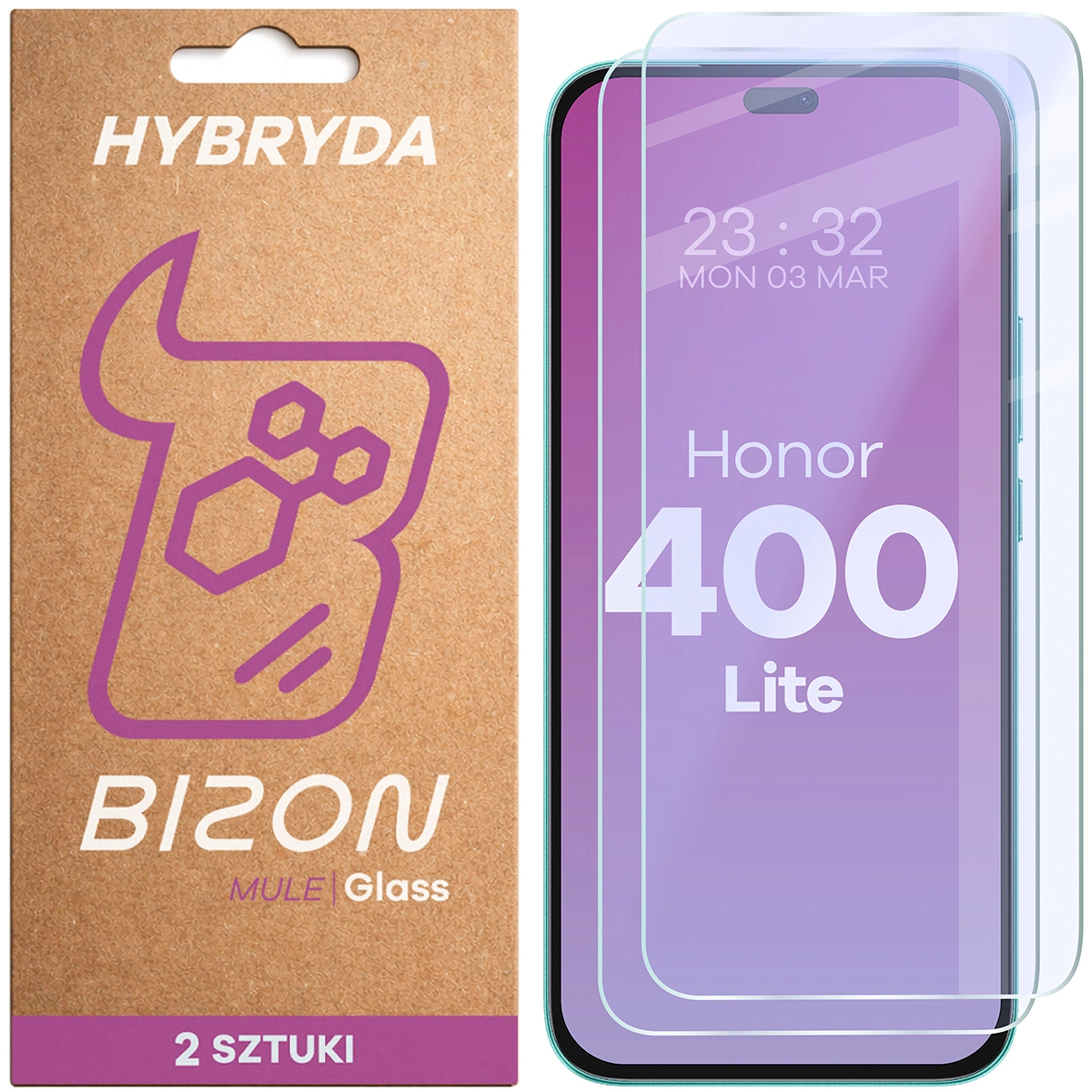 Elastyczne szkło hybrydowe Bizon Hybrid Mule Duo do Honor 400 Lite 5G, 2 sztuki