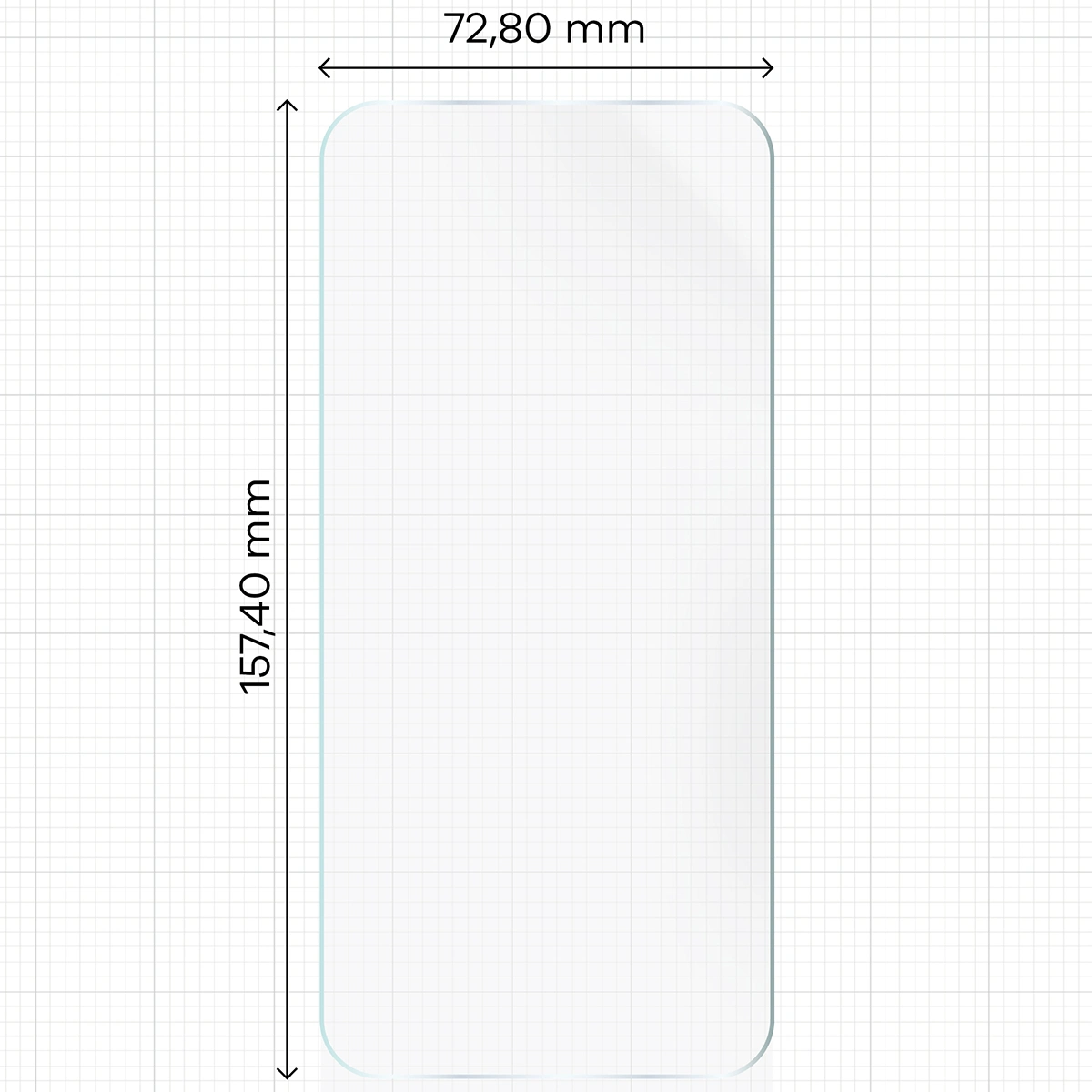 Miarka z wymiarami folii hydrożelowej Bizon Film Hydrogel Front do Honor 90
