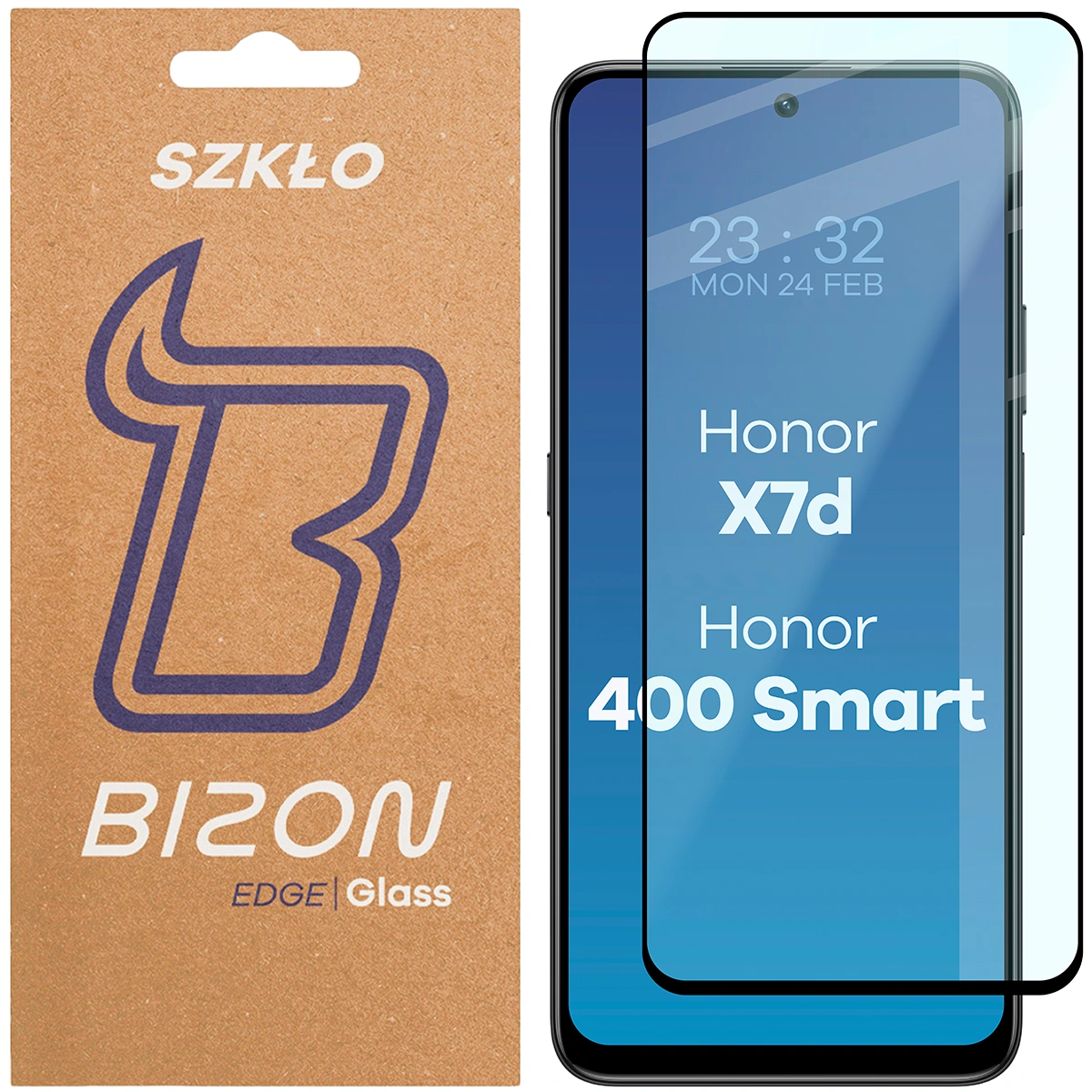 Szkło hartowane na cały ekran Bizon Glass Edge dla Honor X7d 4G/5G / Honor 400 Smart 4G/5G