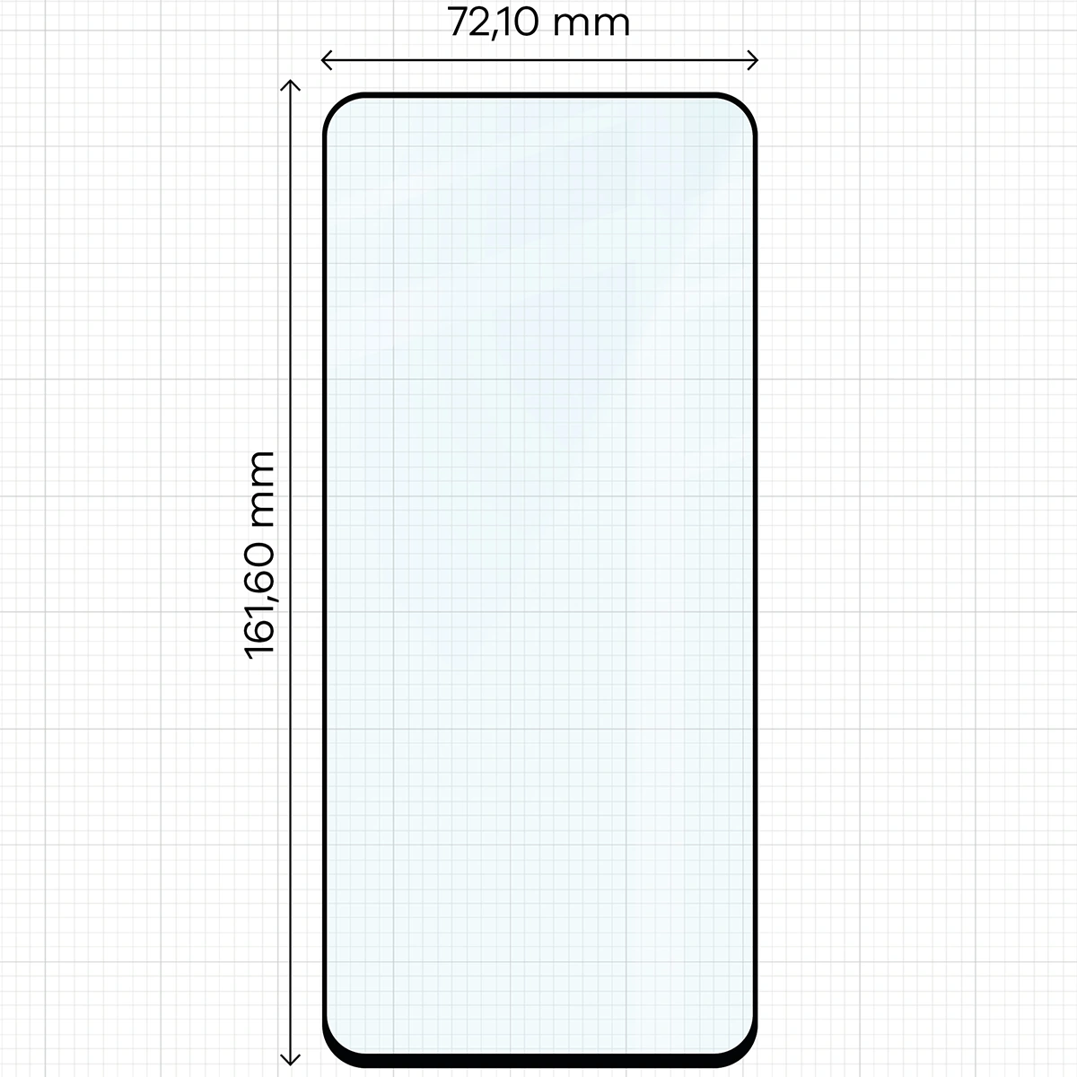 Wymiary szkła Bizon Glass Edge do Honor X7d 4G/5G / Honor 400 Smart 4G/5G