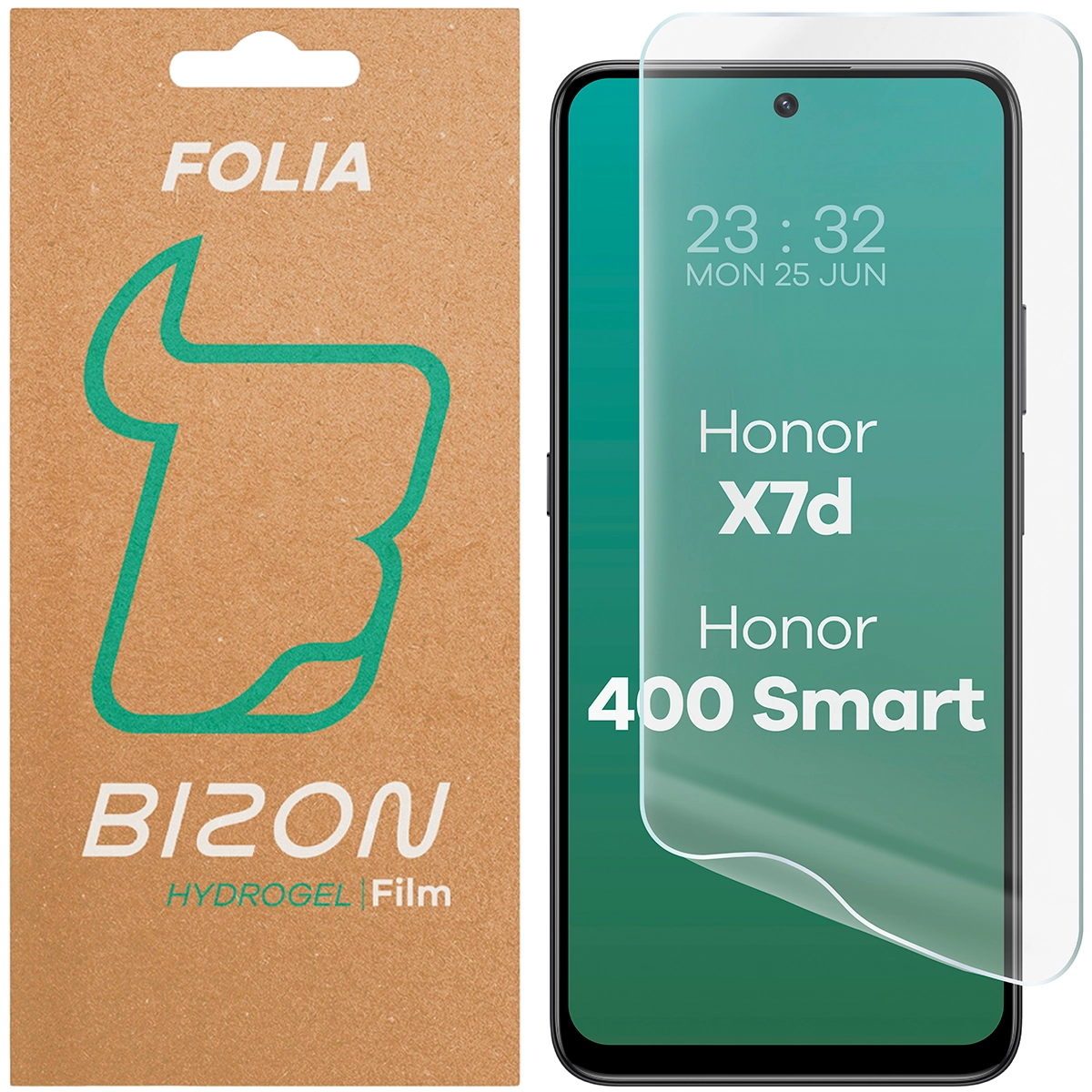 Pudełko i folia hydrożelowa na ekran Bizon Film Hydrogel Front do Honor X7d 4G/5G / Honor 400 Smart 4G/5G