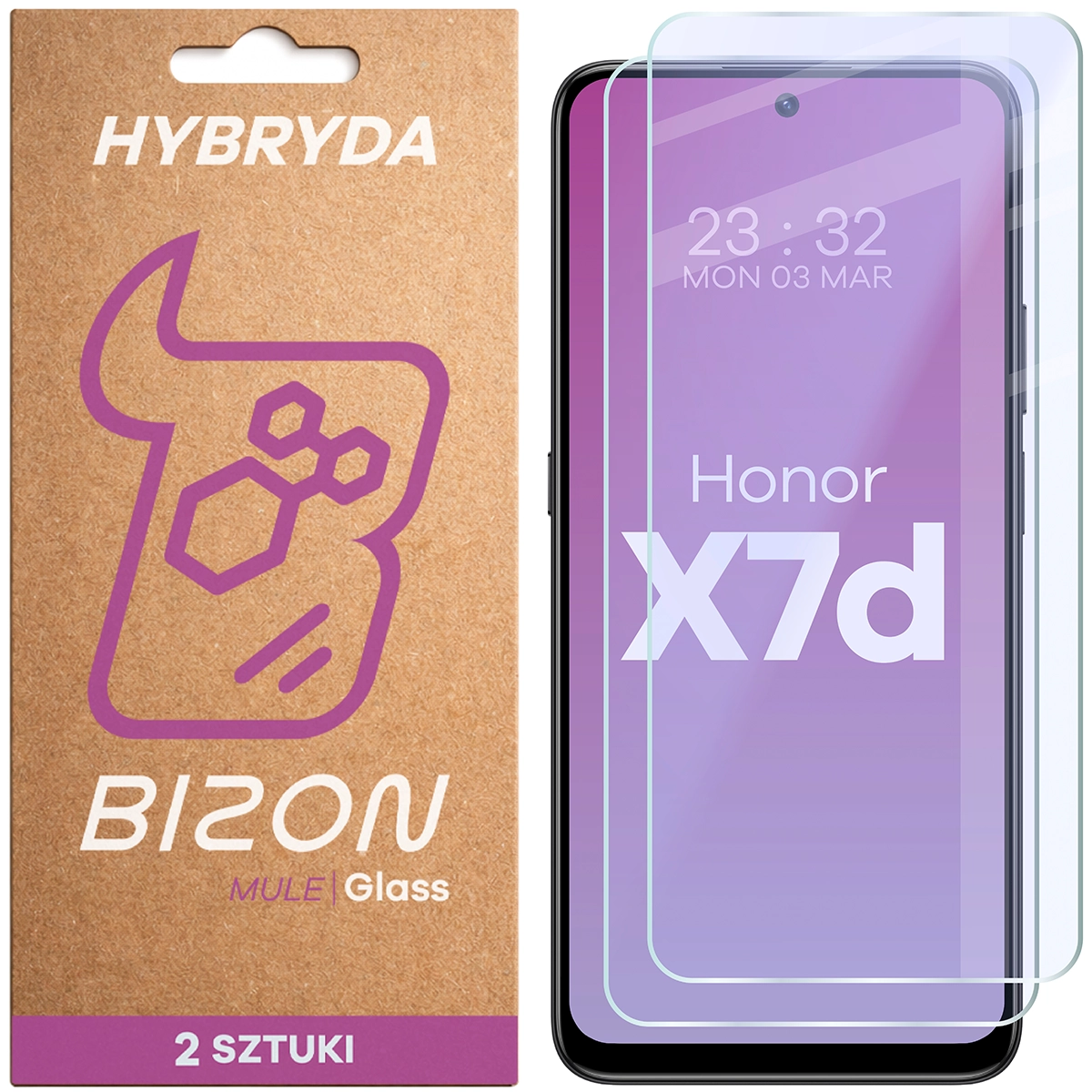 Elastyczne szkło hybrydowe Bizon Hybrid Mule Duo do Honor X7d, 2 sztuki