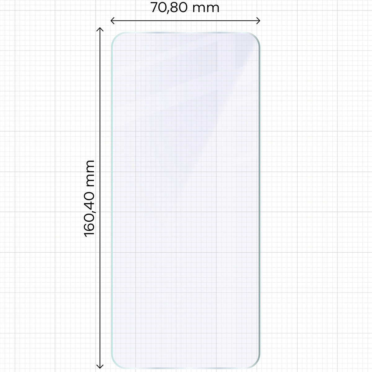 Miarka z wymiarami szkła hybrydowego Bizon Hybrid Mule Duo do Honor X7d