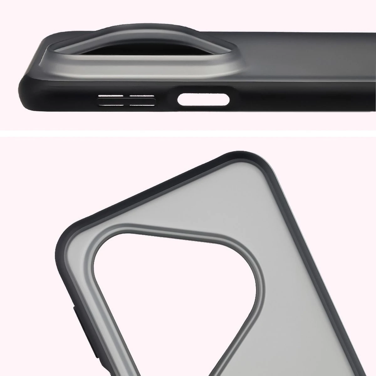 Pełne wycięcie i podwyższone krawędzie aparatu w etui Bizon Case Angelo do Huawei Pura 80 Pro / Huawei Pura 80 Pro Plus