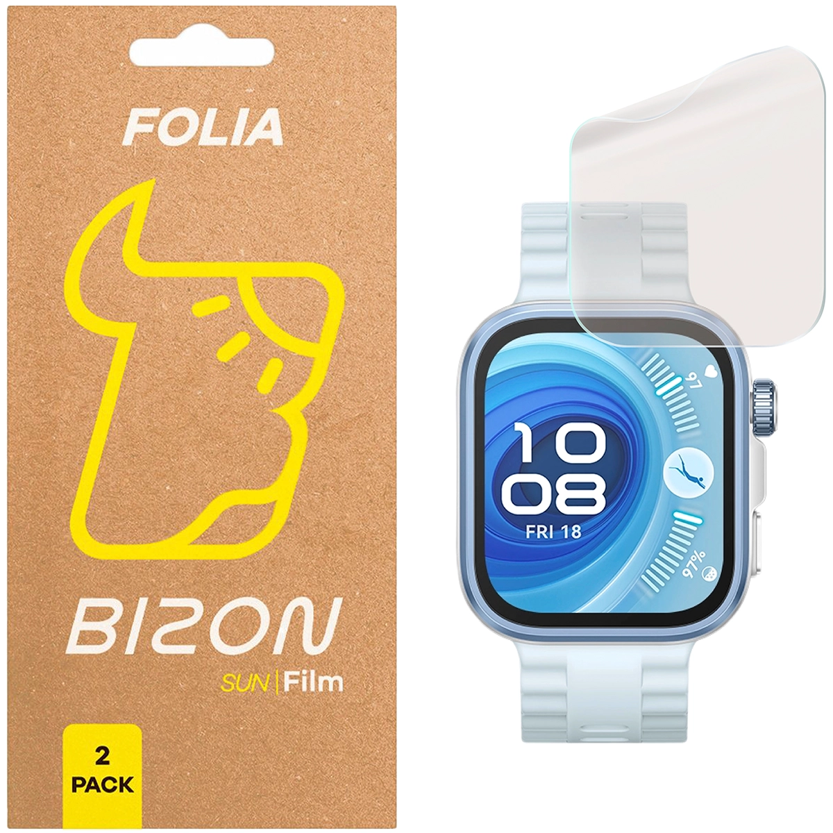 Folia matowa na ekran Bizon Watch Film Sun Duo do Huawei Watch Fit 4 Pro, 2 sztuki