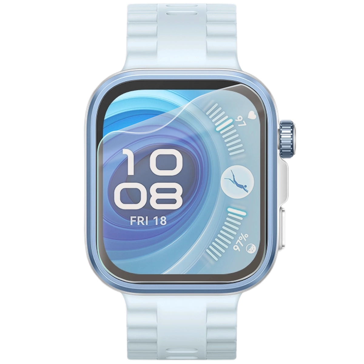 Smartwatch z nałożoną folią ochronną Bizon Watch Film Sun Duo do Huawei Watch Fit 4 Pro