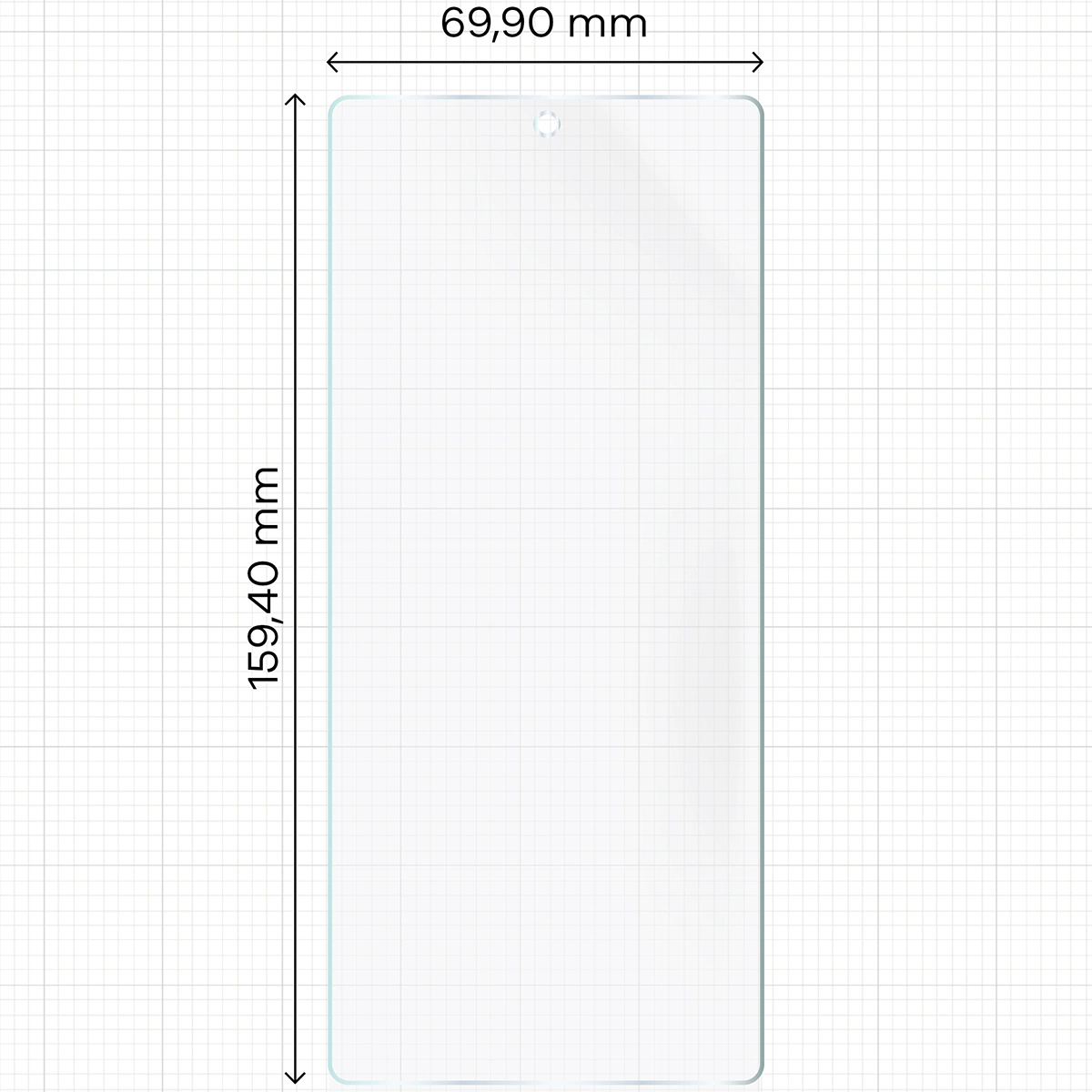 Miarka z wymiarami folii matowej Bizon Film Sun do Infinix Note 50 Pro 4G