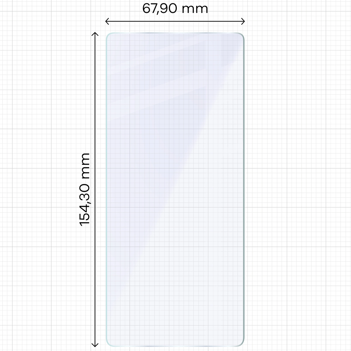 Miarka z wymiarami szkła hybrydowego Bizon Hybrid Mule do Infinix Note 50 Pro 4G