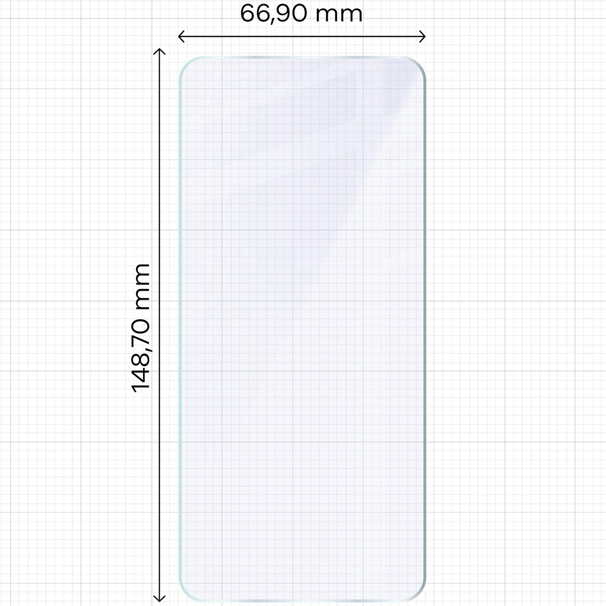 Miarka z wymiarami szkła hybrydowego Bizon Hybrid Mule do Motorola Edge 60 Neo