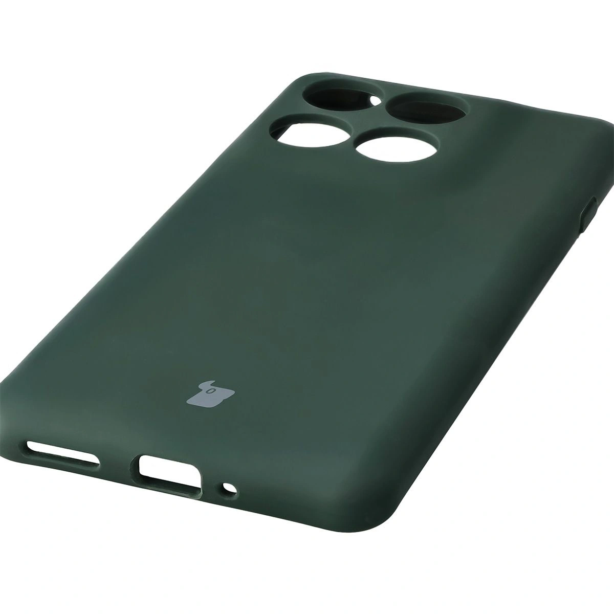 Zbliżenie na precyzyjne wycięcia i możliwość ładowania indukcyjnego w etui Bizon Soft Case do Motorola Edge 60 Pro