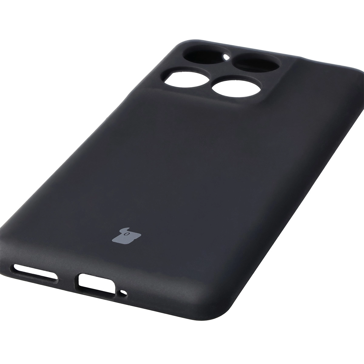 Zbliżenie na precyzyjne wycięcia i możliwość ładowania indukcyjnego w etui Bizon Soft Case do Motorola Edge 60 Fusion / Motorola Edge 60