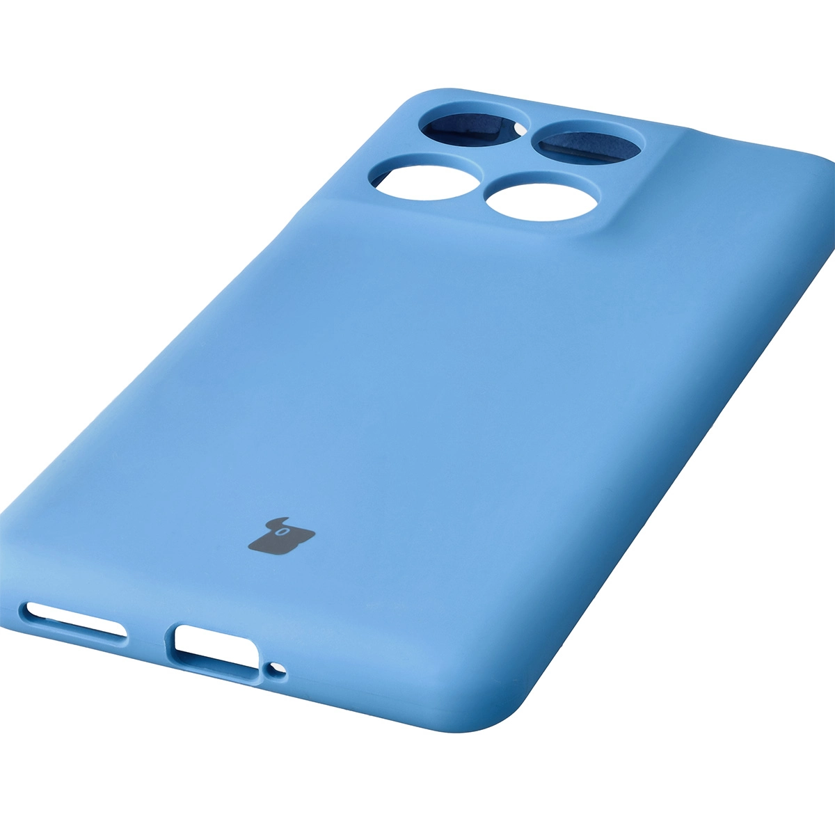 Zbliżenie na precyzyjne wycięcia i możliwość ładowania indukcyjnego w etui Bizon Soft Case do Motorola Edge 60 Fusion / Motorola Edge 60