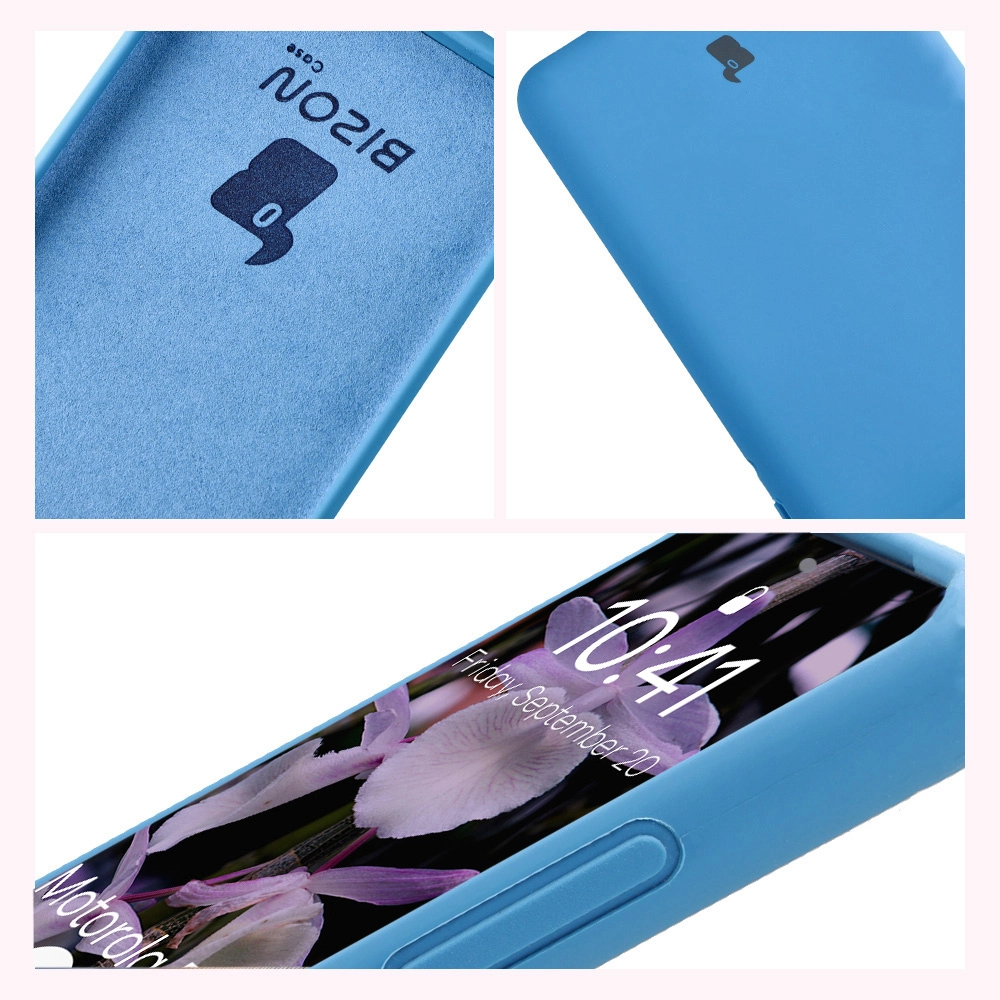 Konstrukcja etui Bizon Soft Case: zintegrowane osłony, podwyższone krawędzie i wyściółka z mikrofibry do Motorola Edge 60 Fusion / Motorola Edge 60