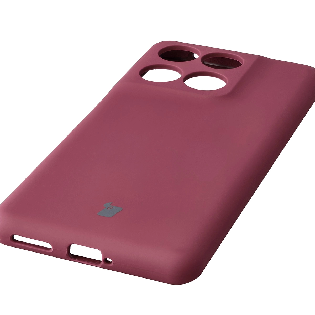 Zbliżenie na precyzyjne wycięcia i możliwość ładowania indukcyjnego w etui Bizon Soft Case do Motorola Edge 60 Fusion / Motorola Edge 60