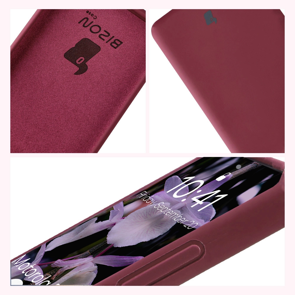 Konstrukcja etui Bizon Soft Case: zintegrowane osłony, podwyższone krawędzie i wyściółka z mikrofibry do Motorola Edge 60 Fusion / Motorola Edge 60