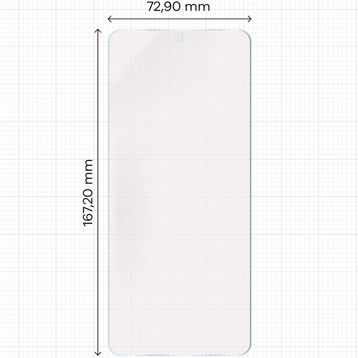 Miarka z wymiarami folii matowej Bizon Film Sun Duo do Motorola Moto G06 Power