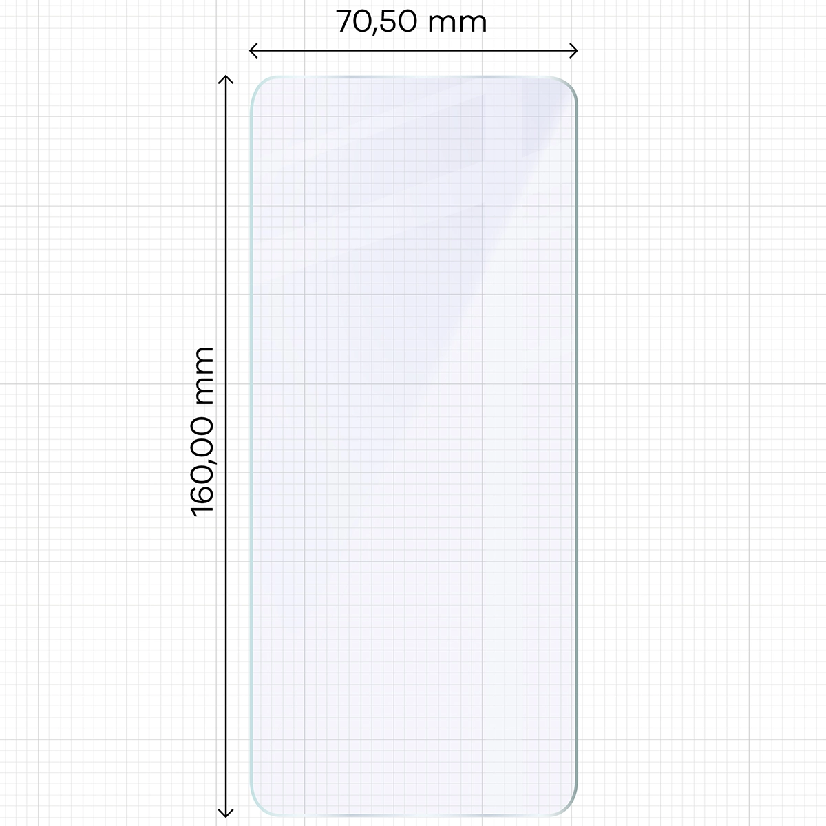 Miarka z wymiarami szkła hybrydowego Bizon Hybrid Mule Duo do Motorola Moto G15 / Motorola Moto G15 Power / Motorola Moto E15