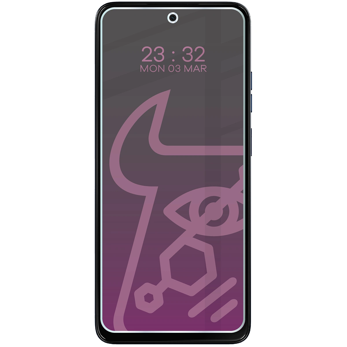 Wizualizacja szkła Hybrid Shadow nałożonego na telefon Motorola Moto G15