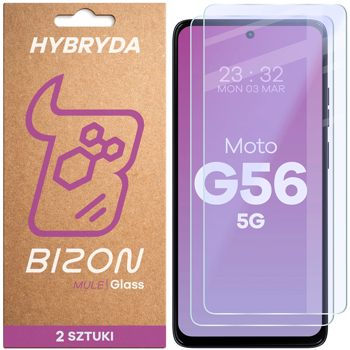 Elastyczne szkło hybrydowe Bizon Hybrid Mule Duo do Motorola Moto G56 5G, 2 sztuki