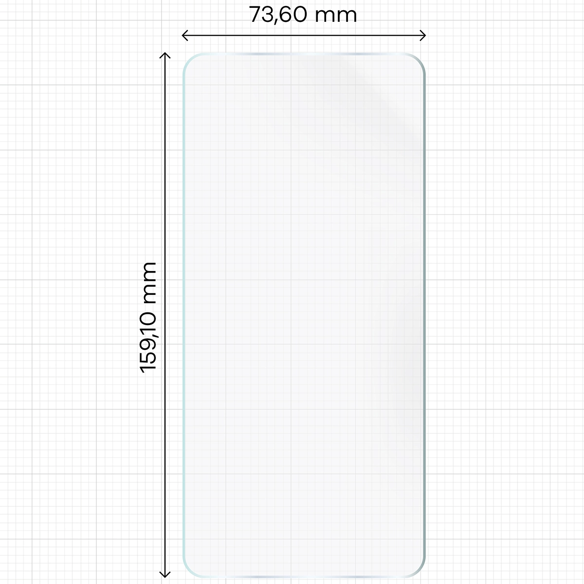 Miarka z wymiarami folii hydrożelowej Bizon Film Hydrogel Front do Motorola Moto G57 Power / Motorola Moto G67 Power